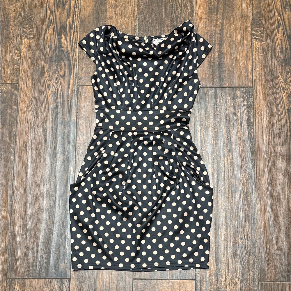 Pink Martini Black and Cream Polka Dot Midi Dress